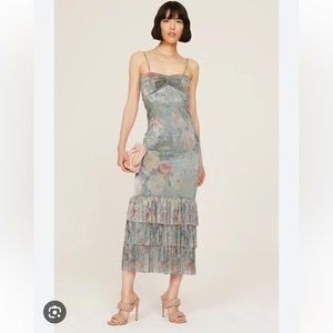 Mia Vesper Floral Metallic Mermaid Dress in Monet